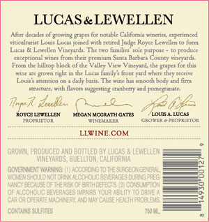 2012 Lucas & Lewellen Cabernet Franc 2012 Lucas & Lewellen Cabernet Franc