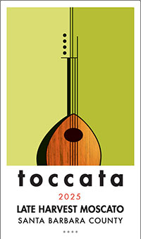 2025 Late Harvest Toccata Moscato front label 2025 Late Harvest Toccata Moscato front label