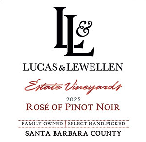 Lucas & Lewellen 2025 Rosé of Pinot Noir front label Lucas & Lewellen 2025 Rosé of Pinot Noir front label