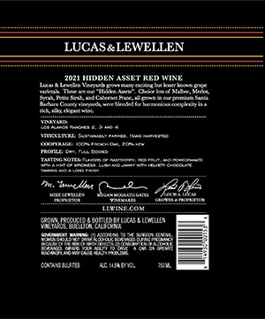 2021 Lucas & Lewellen Hidden Asset back label 2021 Lucas & Lewellen Hidden Asset back label