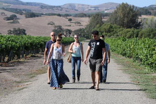 A photo of Wine club members visiting Los Alamos Vineyard