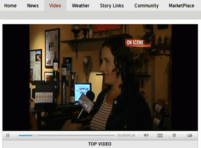 A screenshot of the KCOY interview with Megan McGrath Gates