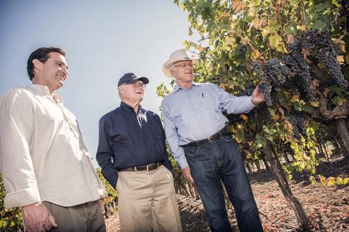Mike and Royce Lewellen with Louis Lucas in the vineyard Mike and Royce Lewellen with Louis Lucas in the vineyard