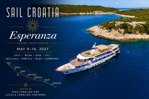 The Esperanza yacht on the Adriatic sea from above The Esperanza yacht on the Adriatic sea from above