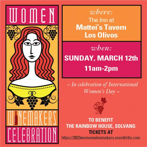 Graphic advertising Women Winemakers Event at Matteis Tavern with a stylized art depiction of a women and grapes Graphic advertising Women Winemakers Event at Matteis Tavern with a stylized art depiction of a women and grapes