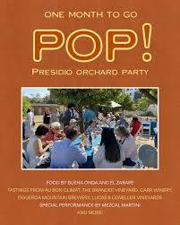 SB Trust for Historic Preservation POP! event at el presdio. Guests tasting wine in the orchard. 