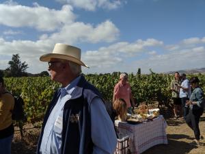 Louis Lucas at Goodchild Vineyard with group
