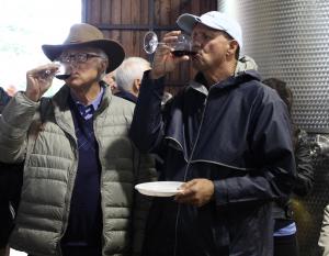 Louis and Dave enjoy wines in Sicily